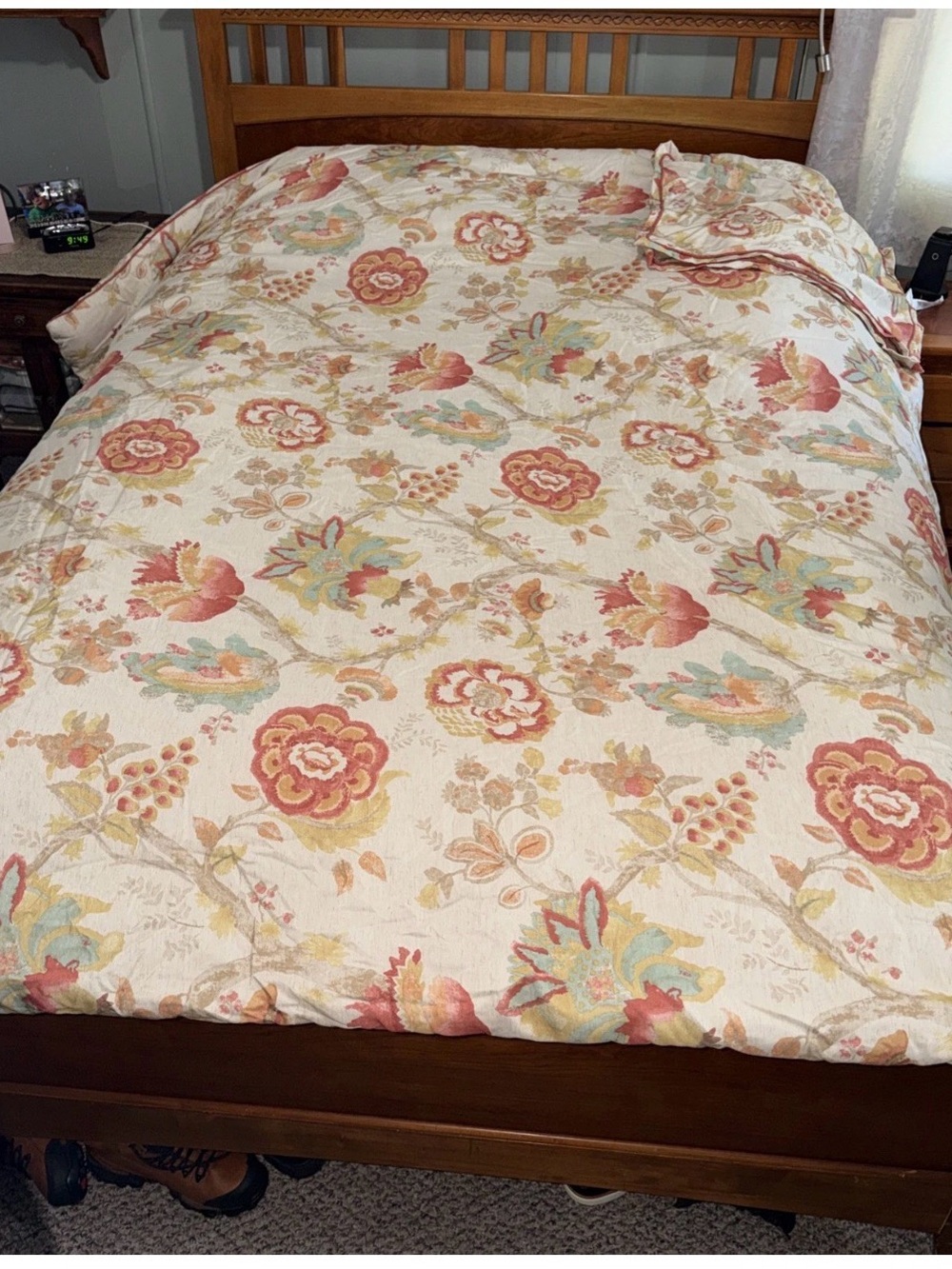 Pier 1 Imports Bedspread And Sham 93"x88" Full/Queen Floral Quilt Comforter New.